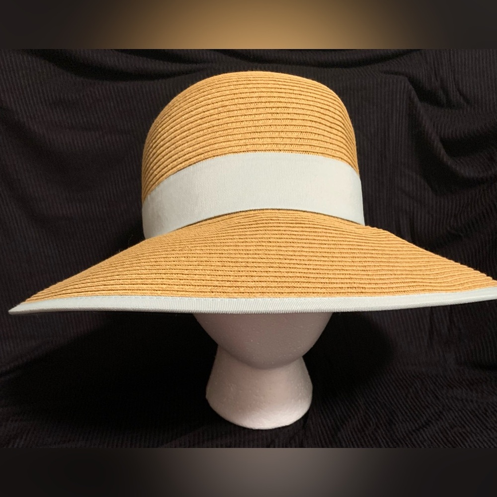 Riviera Straw Hat 3/4 Brim Ribbon Band Accent